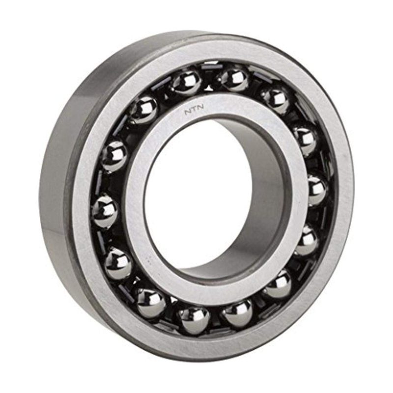 Open ball bearing showing steel balls and cage